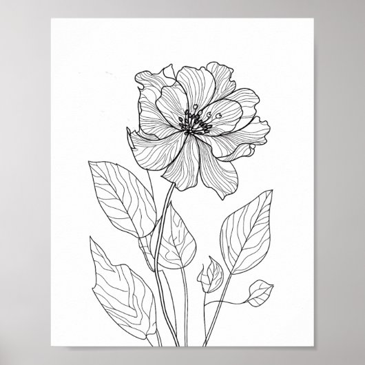 誕生花月ミニマル墨 ポスター (正面)