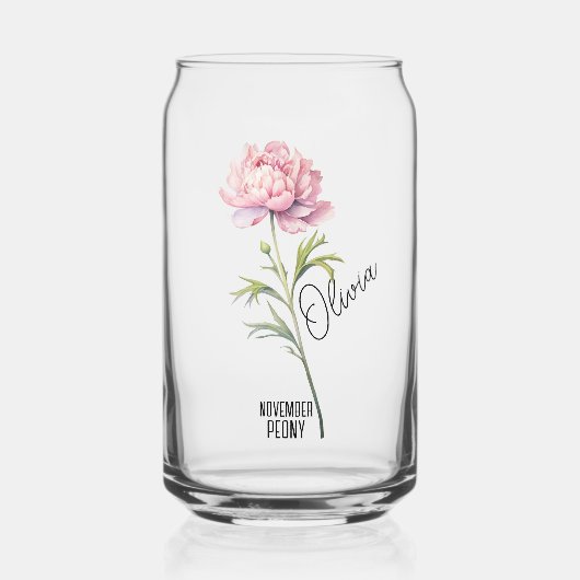 誕生花月11月牡丹名 ガラス缶 (正面)