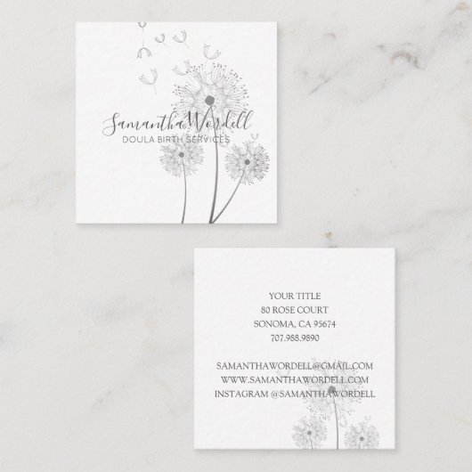 誕生豆類又は助産師フローライラストレーション スクエア名刺 (正面/裏面)