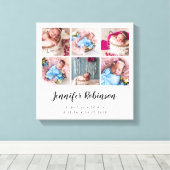 誕生Statフォトコラージュ白 キャンバスプリント (インサイチュ (ウッドフロア))