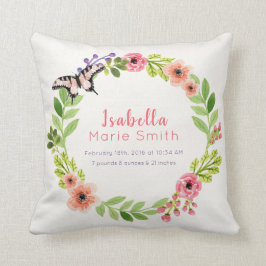 誕生Statsのエレガントな花の女の子の子供部屋の枕 クッション