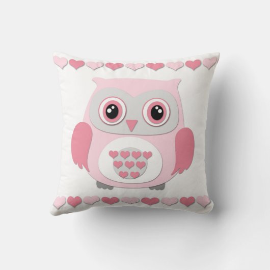 誕生Statsのピンクの灰色のフクロウの子供部屋の装飾用クッション クッション (裏面)