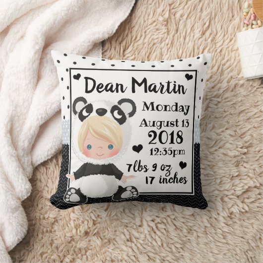 誕生Statsのベビーのパンダくまの子供部屋の装飾用クッション クッション (ブランケット)