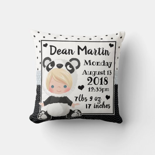 誕生Statsのベビーのパンダくまの子供部屋の装飾用クッション クッション (正面)