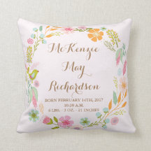 誕生Statsの女の赤ちゃんの装飾用クッション