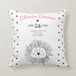 誕生statsの子供部屋の装飾用クッションのライオンのモダンの女の子 クッション