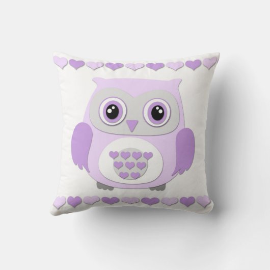 誕生Statsの紫色の灰色のフクロウの子供部屋の装飾用クッション クッション (裏面)