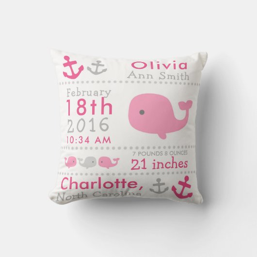 誕生Statsの航海のなクジラの子供部屋の装飾用クッション クッション (正面)