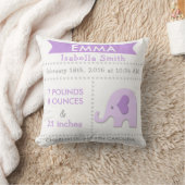 誕生Stats象の子供部屋の枕紫色の灰色 クッション (ブランケット)