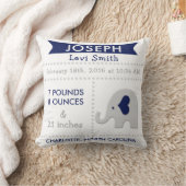 誕生Stats象の子供部屋の枕-海軍灰色 クッション (ブランケット)