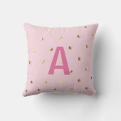 誕生Stats |の女の赤ちゃんのピンクの金ゴールドの点の子供部屋 クッション (裏面)