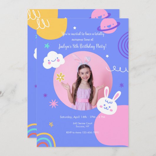 誕素晴らし生会の写真 招待状 (正面/裏面)