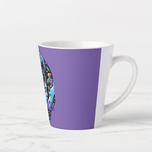 誘導光:自閉症意識のパズル カフェラテマグ (右)