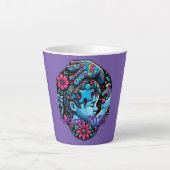 誘導光:自閉症意識のパズル カフェラテマグ (正面)