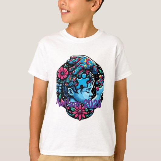 誘導光：自閉症意識のパズル Tシャツ (正面)