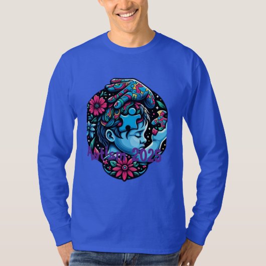 誘導光:自閉症意識のパズル Tシャツ (正面)