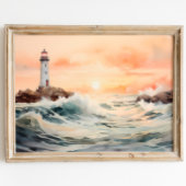 誘導灯：ライトハウス水彩画 ポスター