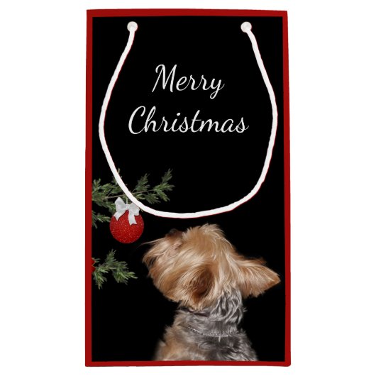 誘惑されたヨークシャーテリアクリスマス スモールペーパーバッグ (裏面)