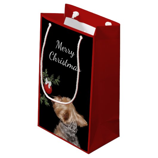 誘惑されたヨークシャーテリアクリスマス スモールペーパーバッグ (裏面アングル)