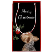 誘惑されたヨークシャーテリアクリスマス スモールペーパーバッグ (正面)
