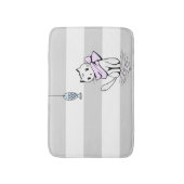 誘惑された白猫と魚 バスマット (正面縦)