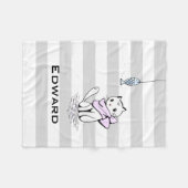 誘惑された白猫と魚 フリースブランケット (正面(横))