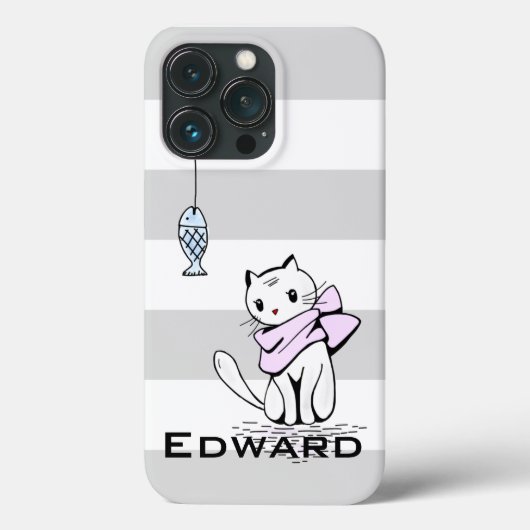 誘惑された白猫と魚 Case-Mate iPhoneケース (裏面)