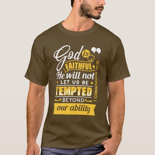 誘惑に打ち勝つ - 聖書の言葉 Tシャツ (正面)