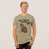 誘惑に負けない面白い猫 トライブレンドＴシャツ (正面全面)