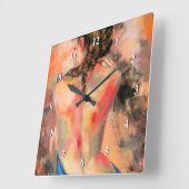 誘惑的な女性 – 抽象芸術ウーマン体絵画ズアート  スクエア壁時計 (傾斜)