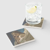 誘惑的な若い美しいのポートレート ストーンコースター (横)