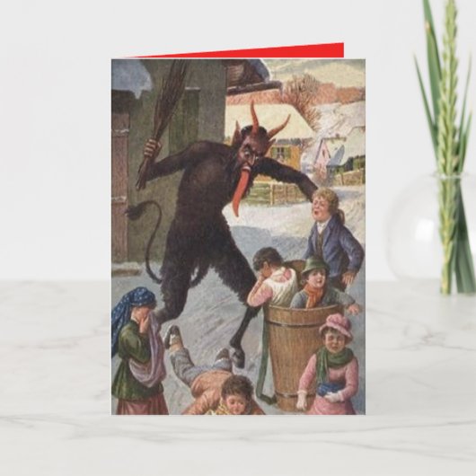 誘拐の子供の冬を罰するKrampus シーズンカード (正面)