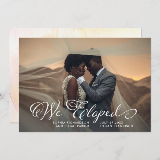 語お洒落句|写真発表を開始 招待状 (正面/裏面)