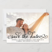 語お洒落句|黒い台本の写真で日付を保存 マグネット招待状 (正面)