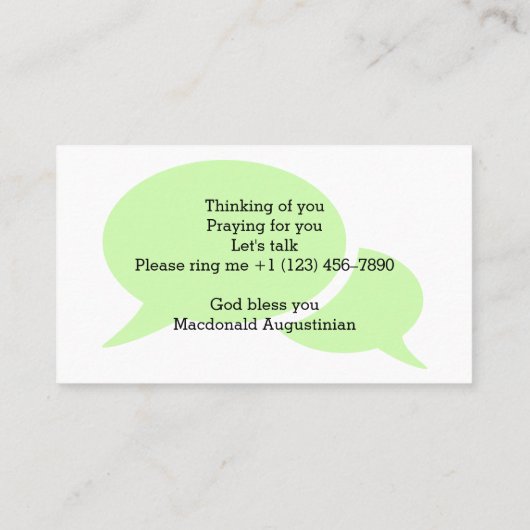 語る人々は癒される |聖なる書物、 経典 |メンタルヘルス 名刺 (裏面)