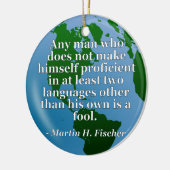 語学に堪能でない愚かな引用文。グローブ セラミックオーナメント (左)