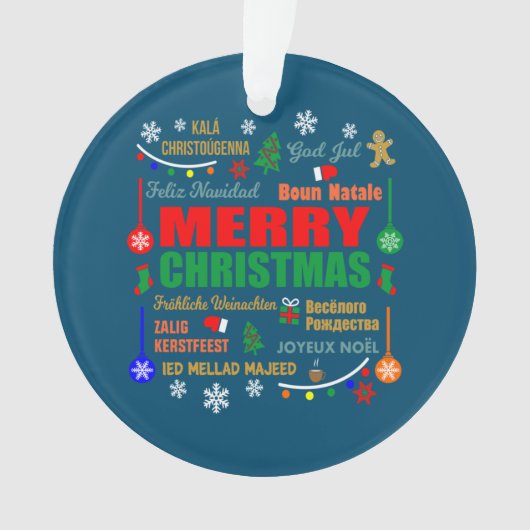 語学の聖降誕祭違うクリスマス オーナメント (正面)