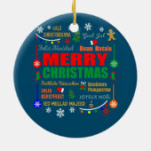 語学の聖降誕祭違うクリスマス セラミックオーナメント (裏面)