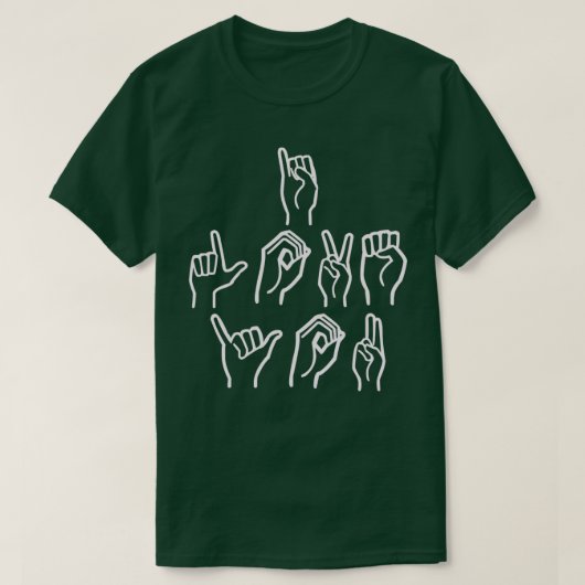 語学ASLにサインするのが大好き Tシャツ (デザイン正面)