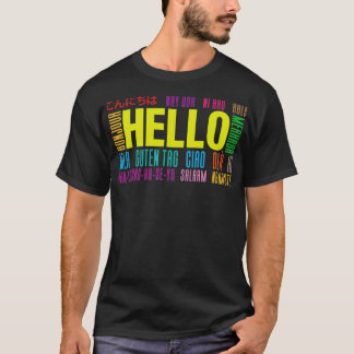 語学Tra違うで国際的Hello Tシャツ