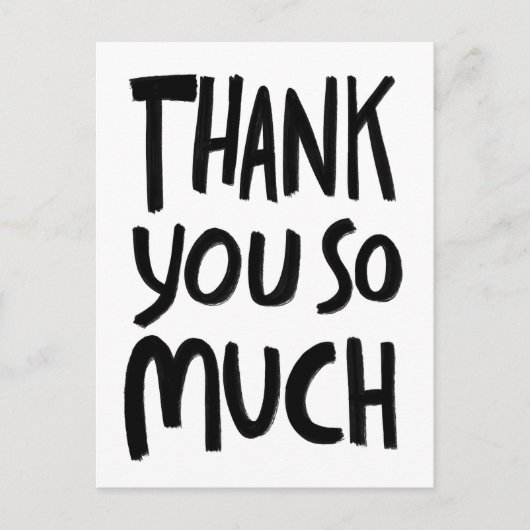 誠にありがとうございます ラフな筆致 モノクロ カスタム ポストカード (正面)