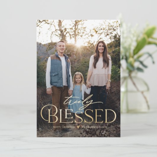 誠に祝福されたホリデー写真カード シーズンカード (スタンド正面)