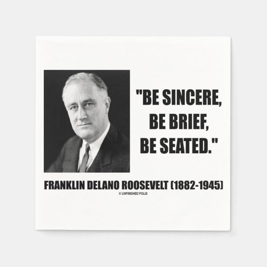 誠実で、簡単で、座ってルーズベルト引用文 スタンダードカクテルナプキン (正面)
