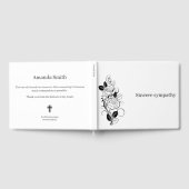 誠実な悔やみや弔慰ブラックフラワーズ ゲストブック (全面)