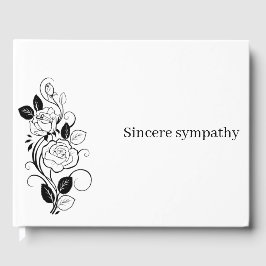 誠実な悔やみや弔慰ブラックフラワーズ ゲストブック