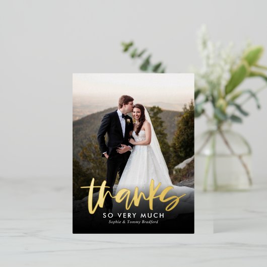 誠実な感謝していフォイルありがとうはがき 箔シーズンポストカード (立ち正面)