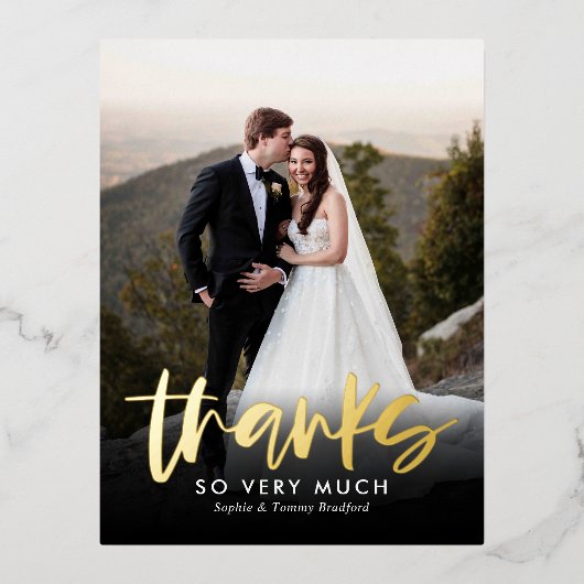 誠実な感謝していフォイルありがとうはがき 箔シーズンポストカード (正面)