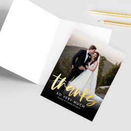 誠実な感謝していフォイルフォトサンキューカード 箔グリーティングカード