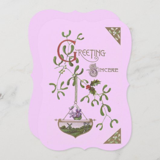 「誠実な挨拶」 ヴィンテージ風フレームなし 招待状 (正面/裏面)