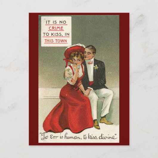 誤るのは人間であり、キスは、神の1909年のヴィンテージ ポストカード (正面)